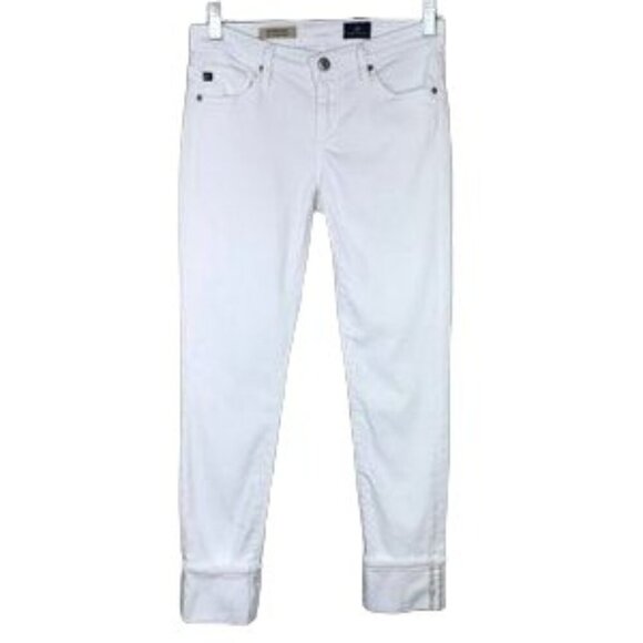 AG Adriano Goldschmied The Stevie Cuff Slim Straight White Jeans - Picture 4 of 6
